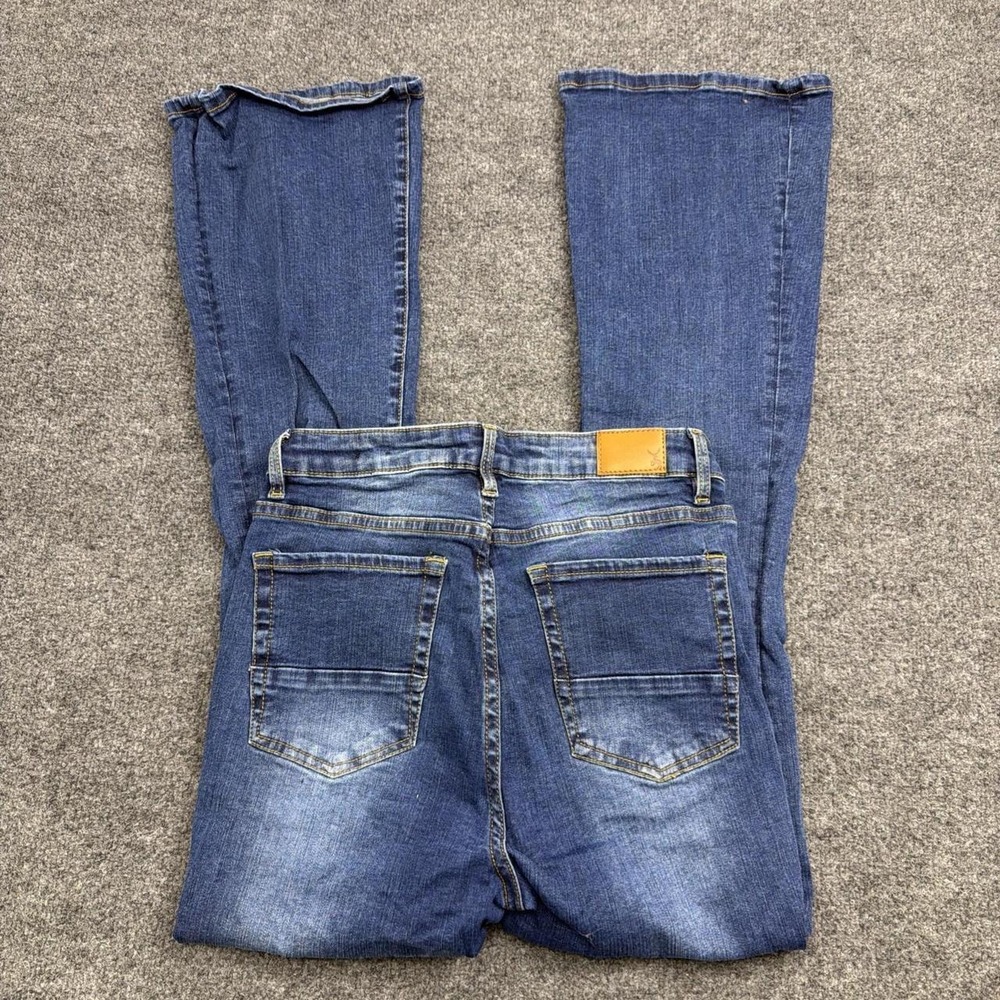 Resfeber Flare Jeans Size 8 Distressed Ripped Blue Denim Bell Bottom Stretch - Picture 6 of 7
